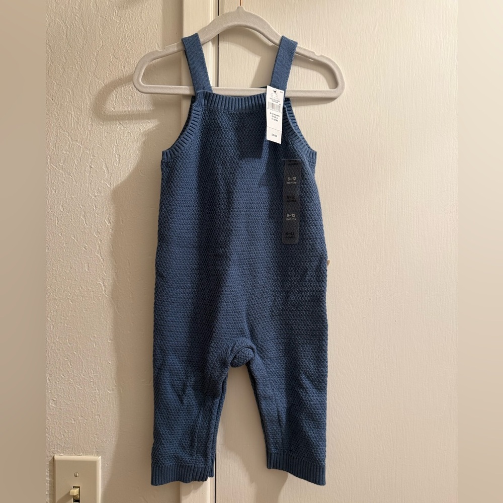 Blue Knit Strap Overalls for Baby - Baby Gap
